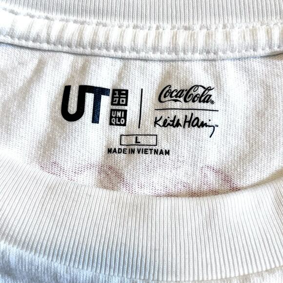 UNIQLO UT Keith Haring Coca-Cola Graphic T-Shirt White Red Art Pop Adult Large - Picture 5 of 7
